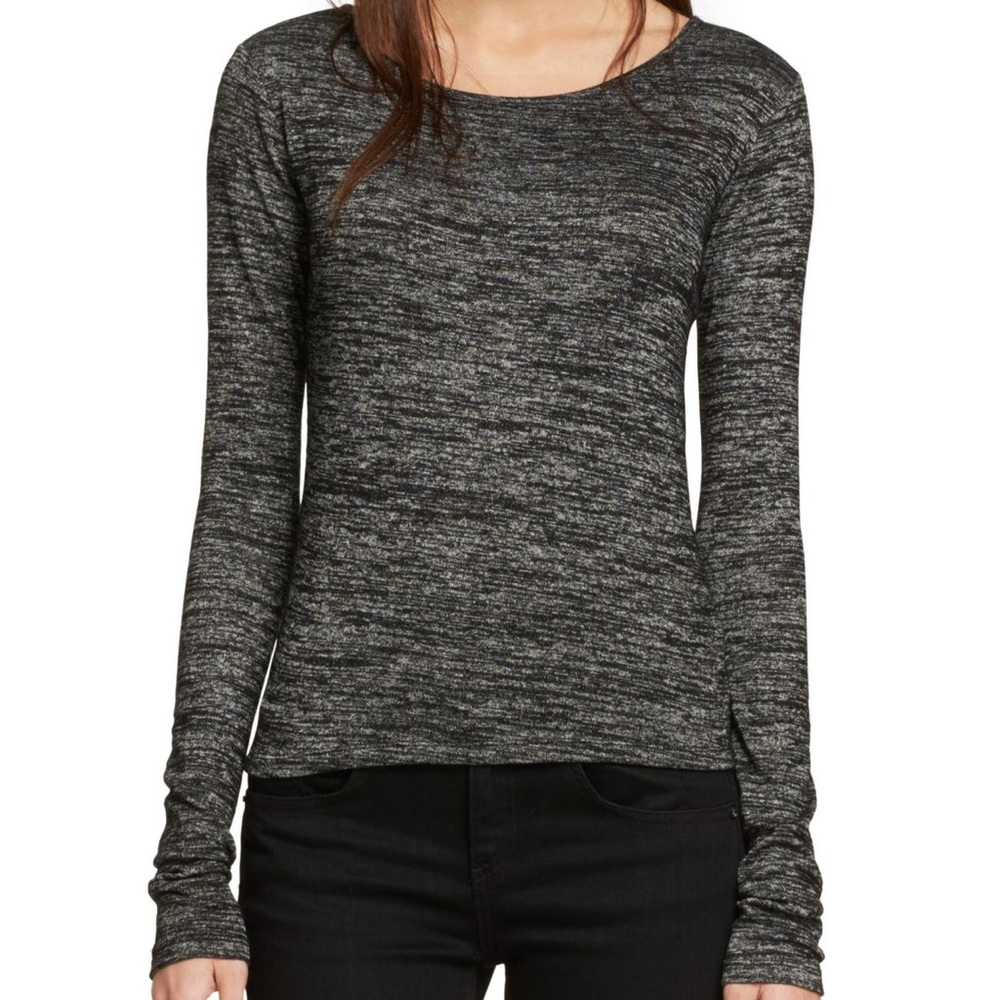 Rag & Bone Twist Long Sleeve Tee Black Heather